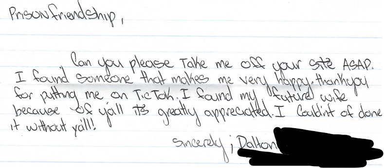 Testimonial credited to our penpal service