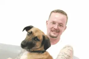Geoffrey Banks participating in a prison service dog training program in Ohio